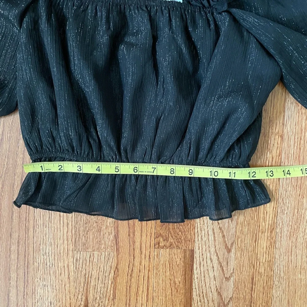 NWOT Black Sparkle Long Sleeve On-Off-Shoulder Crop Top. Small.🖤 - Picture 10 of 13